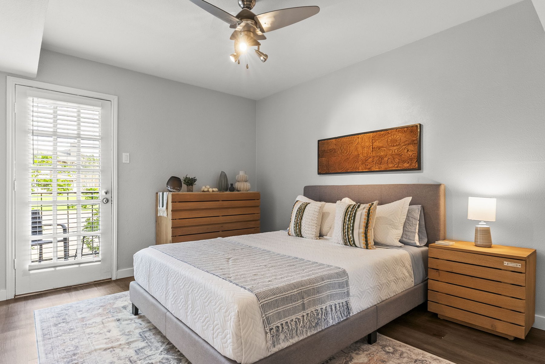 Furnished queen bedroom at The Modern Boho