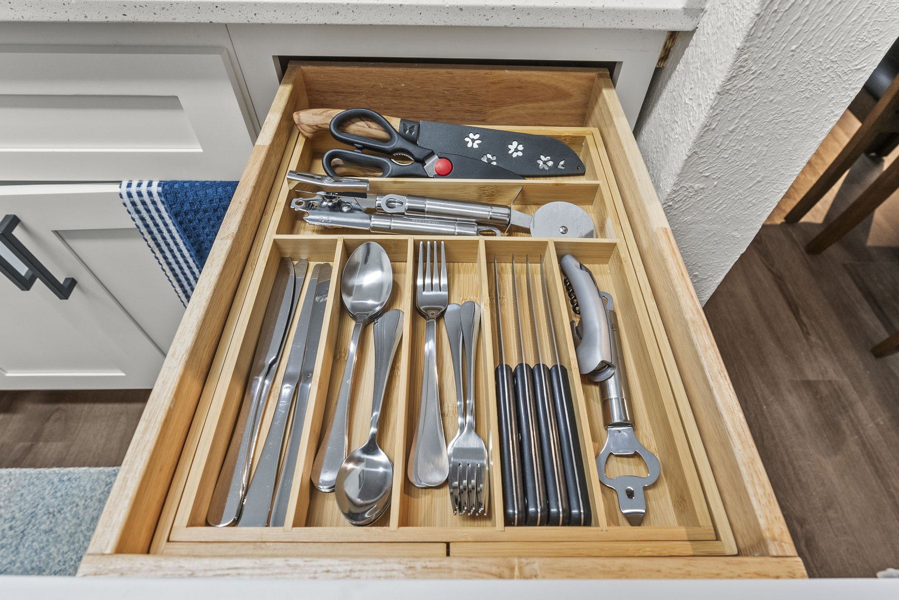 Stocked cutlery and kitchen utensils at The Modern Boho